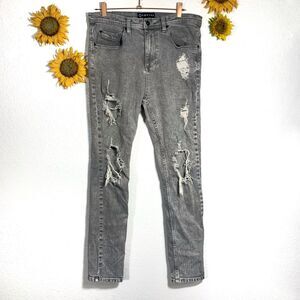 Empyre Gray Acid Wash Distressed Destroyed Skinny Jeans Size 32Wx29.5L